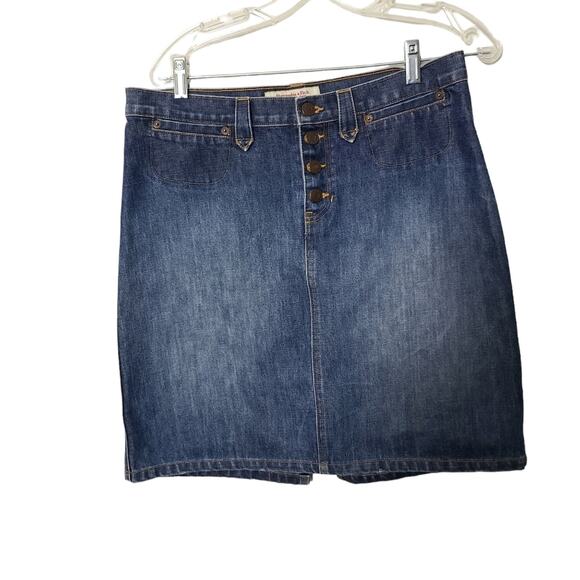 Abercrombie & Fitch Women's Denim 90s Preppy Button Fly Skirt Back Slit Y2K 8 - Picture 4 of 12